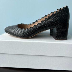 Chloe Scalloped Snake Laurena Pumps